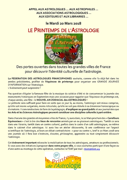 « Le PRINTEMPS de l&rsquo;ASTROLOGIE »